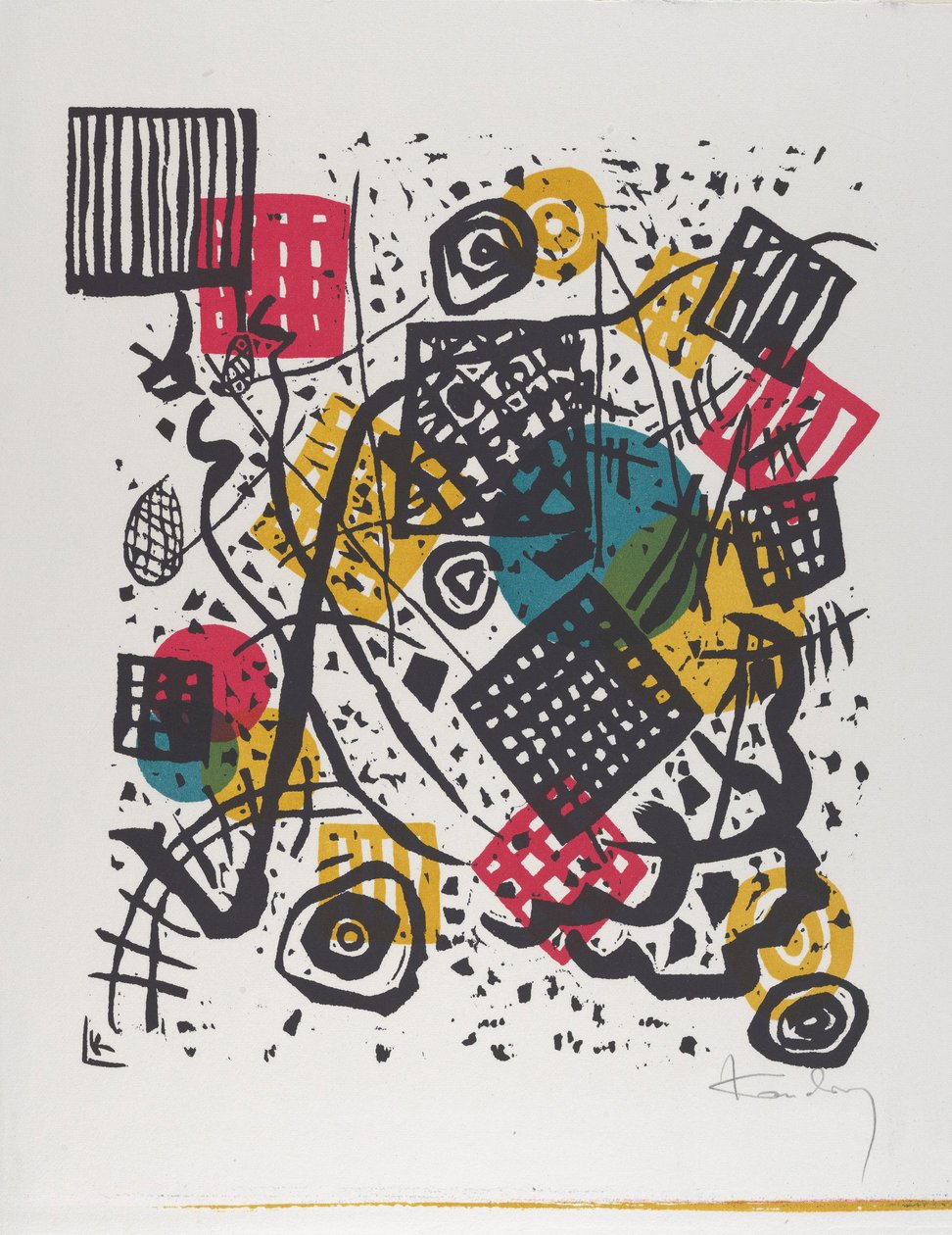 Kleine Welten V (Small Worlds V), 1922 (tresnitt trykt i rødt, blått, gult og svart) av Wassily Kandinsky