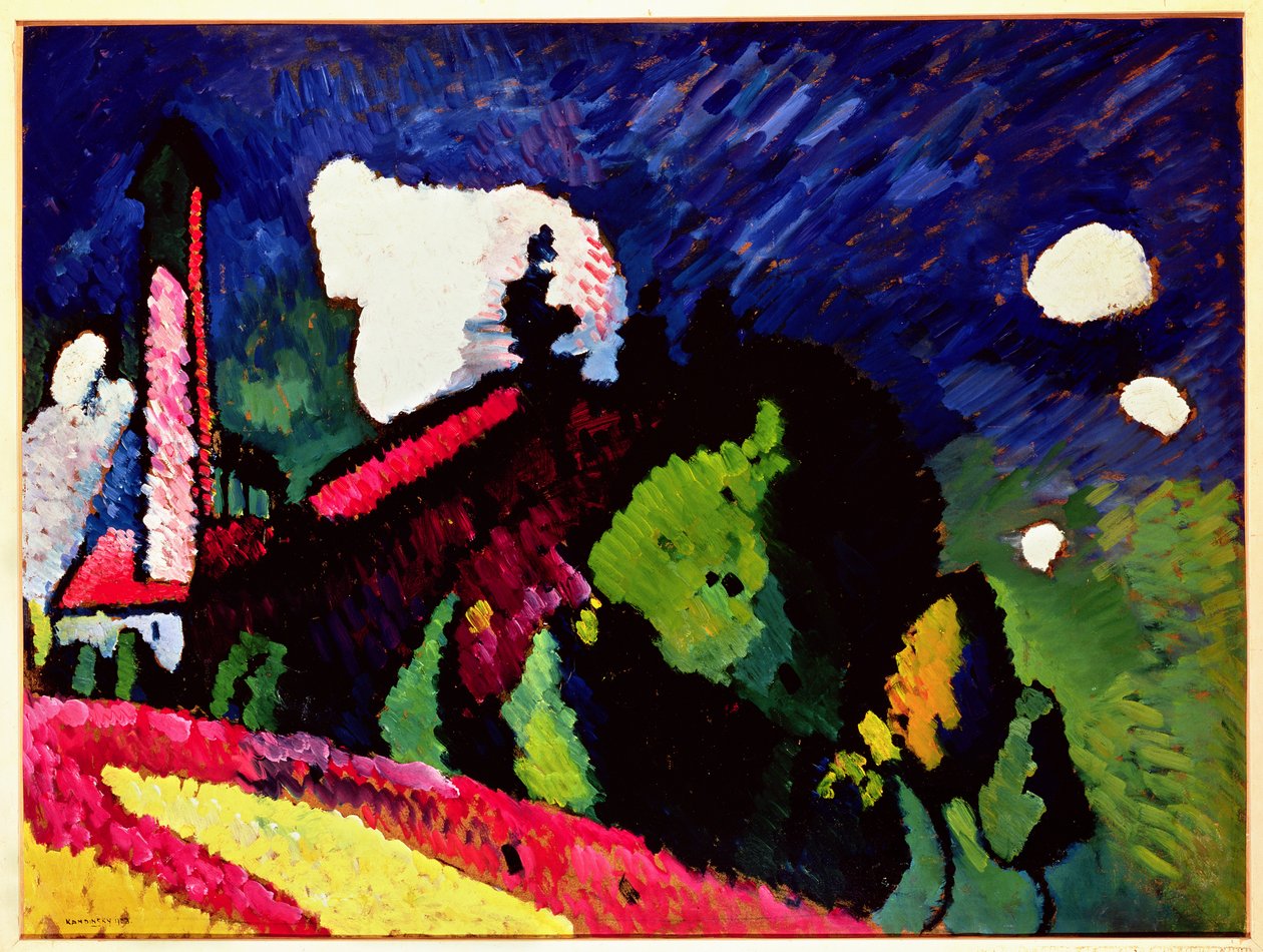 Landskap med et tårn, 1909 av Wassily Kandinsky