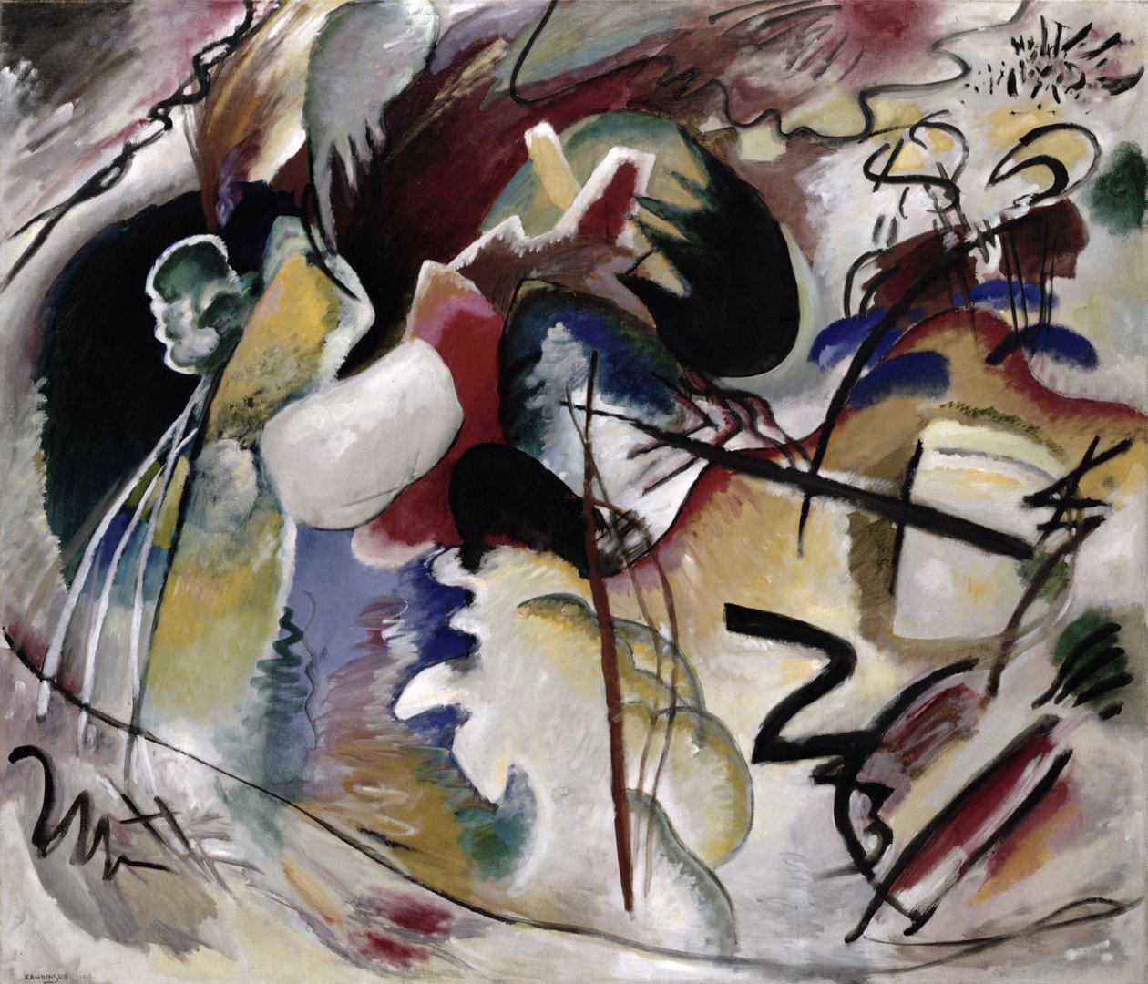 Maleri med hvit form, 1913 av Wassily Kandinsky