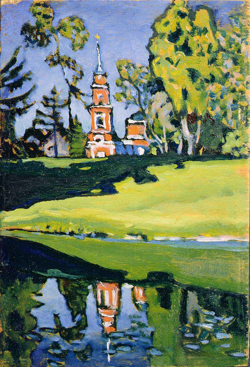 Røde kirke, 1900 (olje på kryssfiner) av Wassily Kandinsky