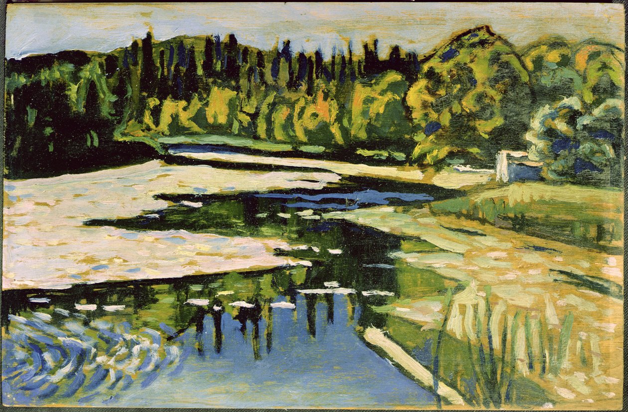 Elv om høsten, 1900 (olje på papp) av Wassily Kandinsky