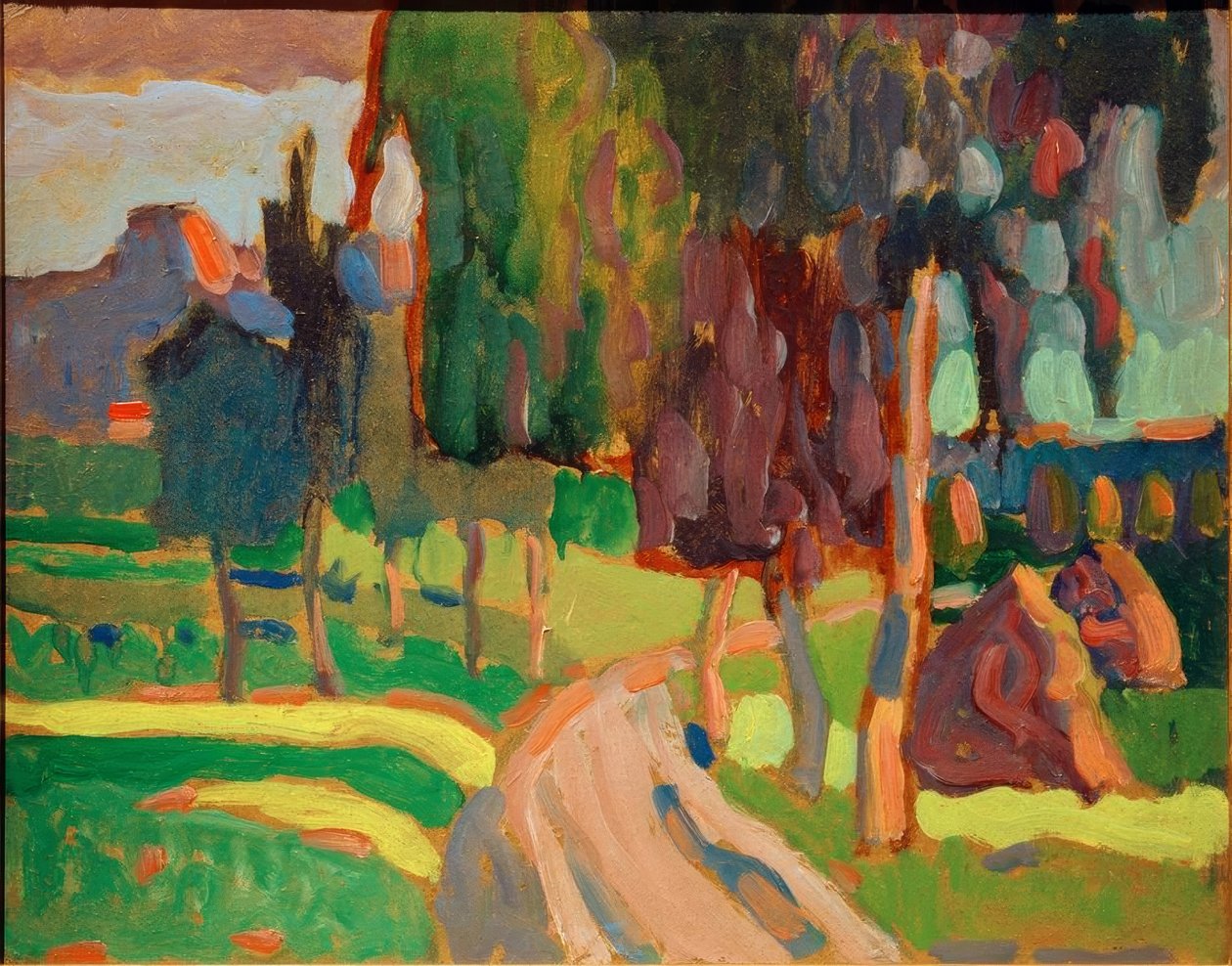 Sommerlandskap ved solnedgang av Wassily Kandinsky