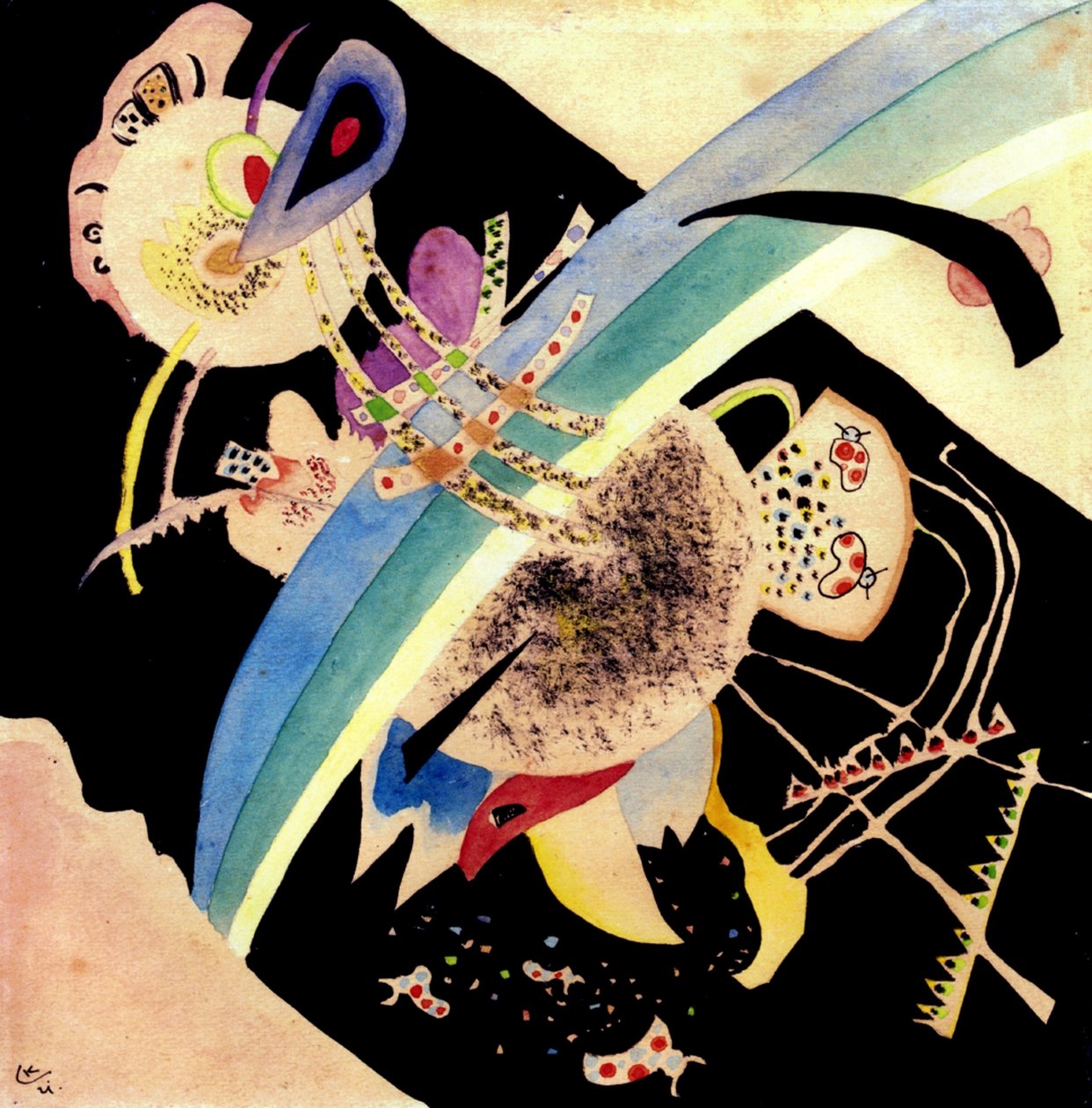 Studie for Circles on Black, 1921 (wc og blekk på papir) av Wassily Kandinsky