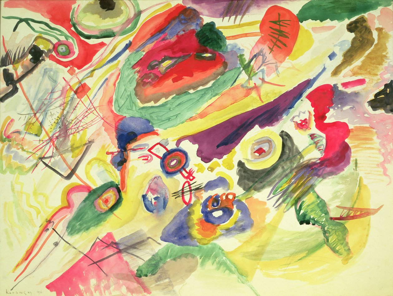 Akvarell med en rød flekk, 1911 av Wassily Kandinsky