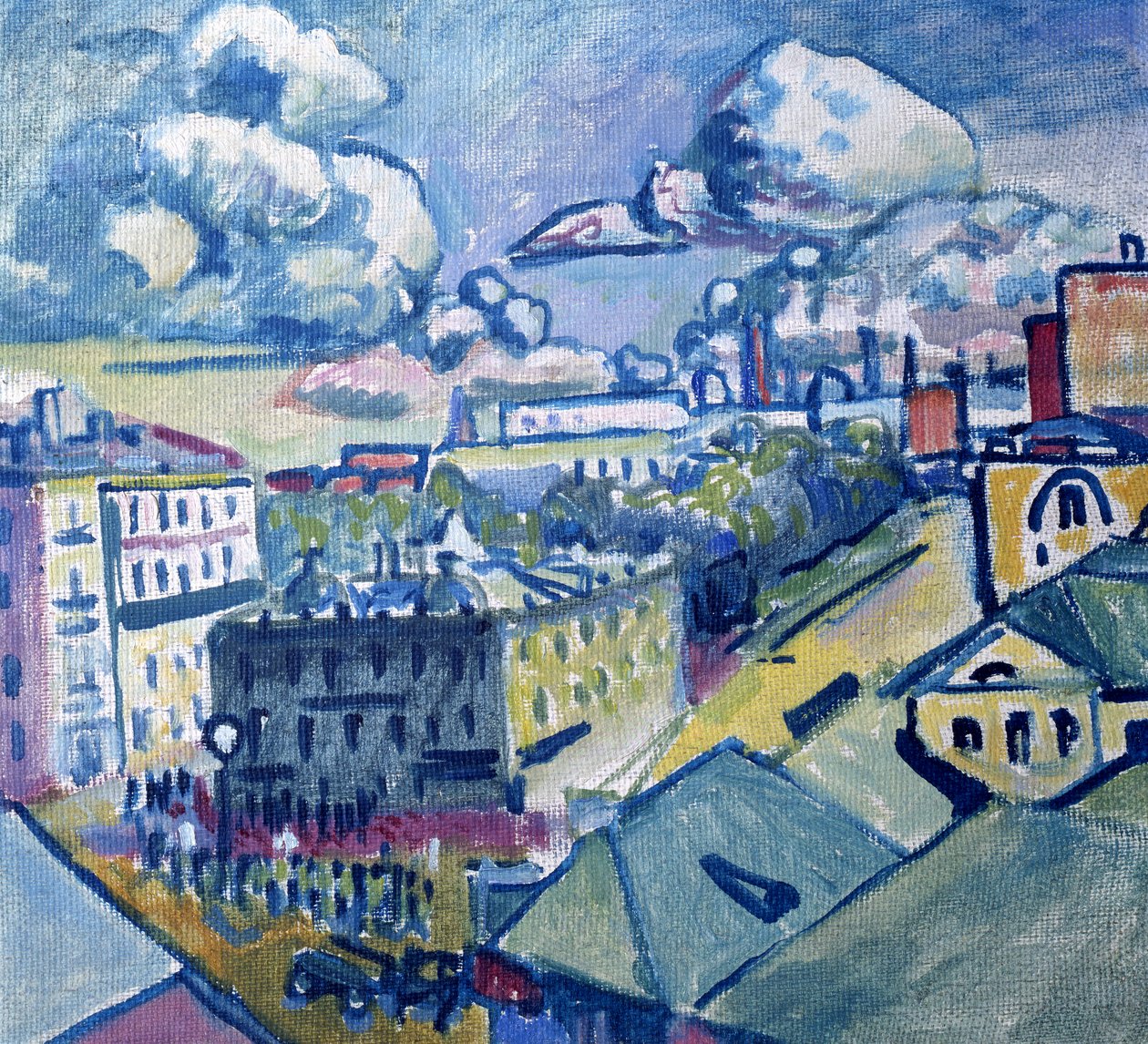 Zubovskij-plassen i Moskva sett fra vinduet, 1916 av Wassily Kandinsky