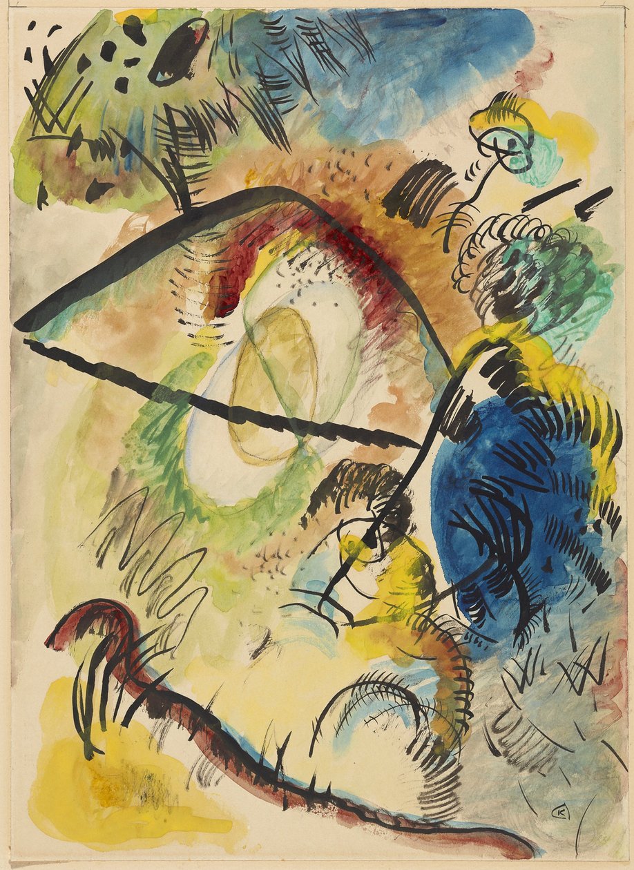 Akvarell IX (med svarte streker) av Wassily Kandinsky
