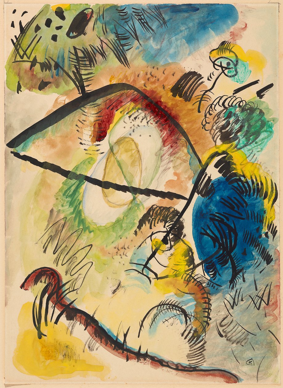 Akvarell IX (med svarte streker) av Wassily Kandinsky