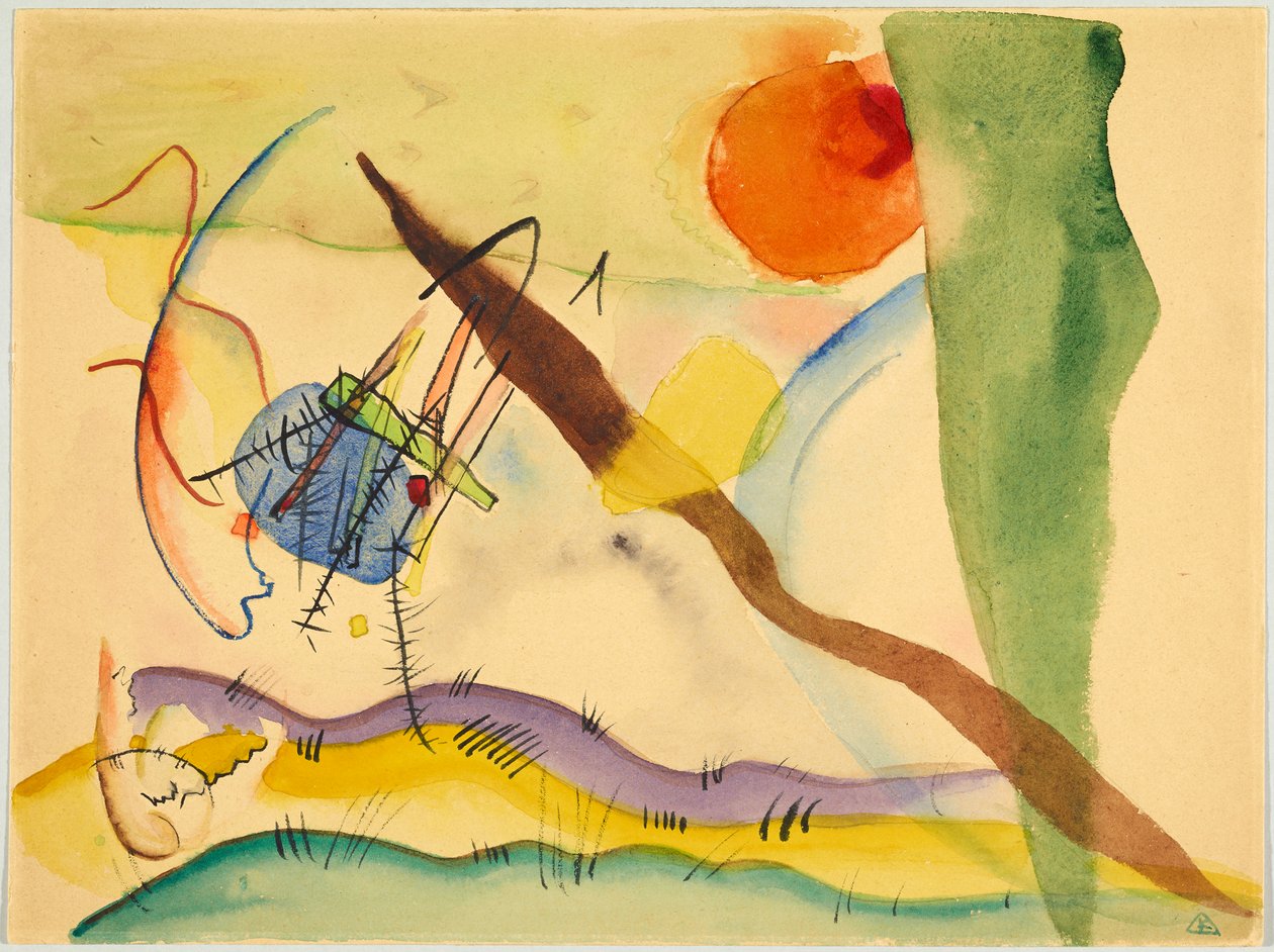 Akvarell med grønne randsoner av Wassily Kandinsky