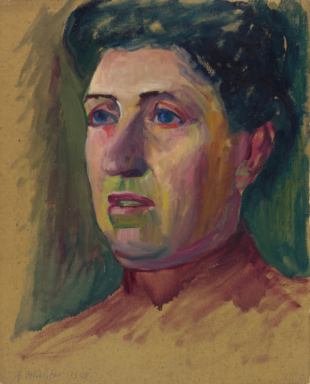 Malt på begge sider: 1. Hode, bare ansiktet utført i farger; 2. Kvinnehode av Wassily Kandinsky, Gabriele Münter av Wassily Kandinsky