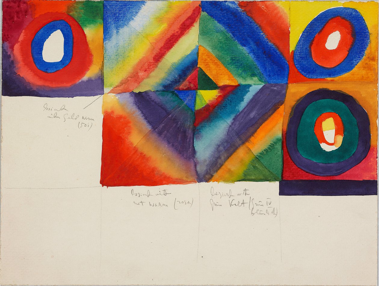 Fargestudier med informasjon om maleteknikken, 1913. av Wassily Kandinsky