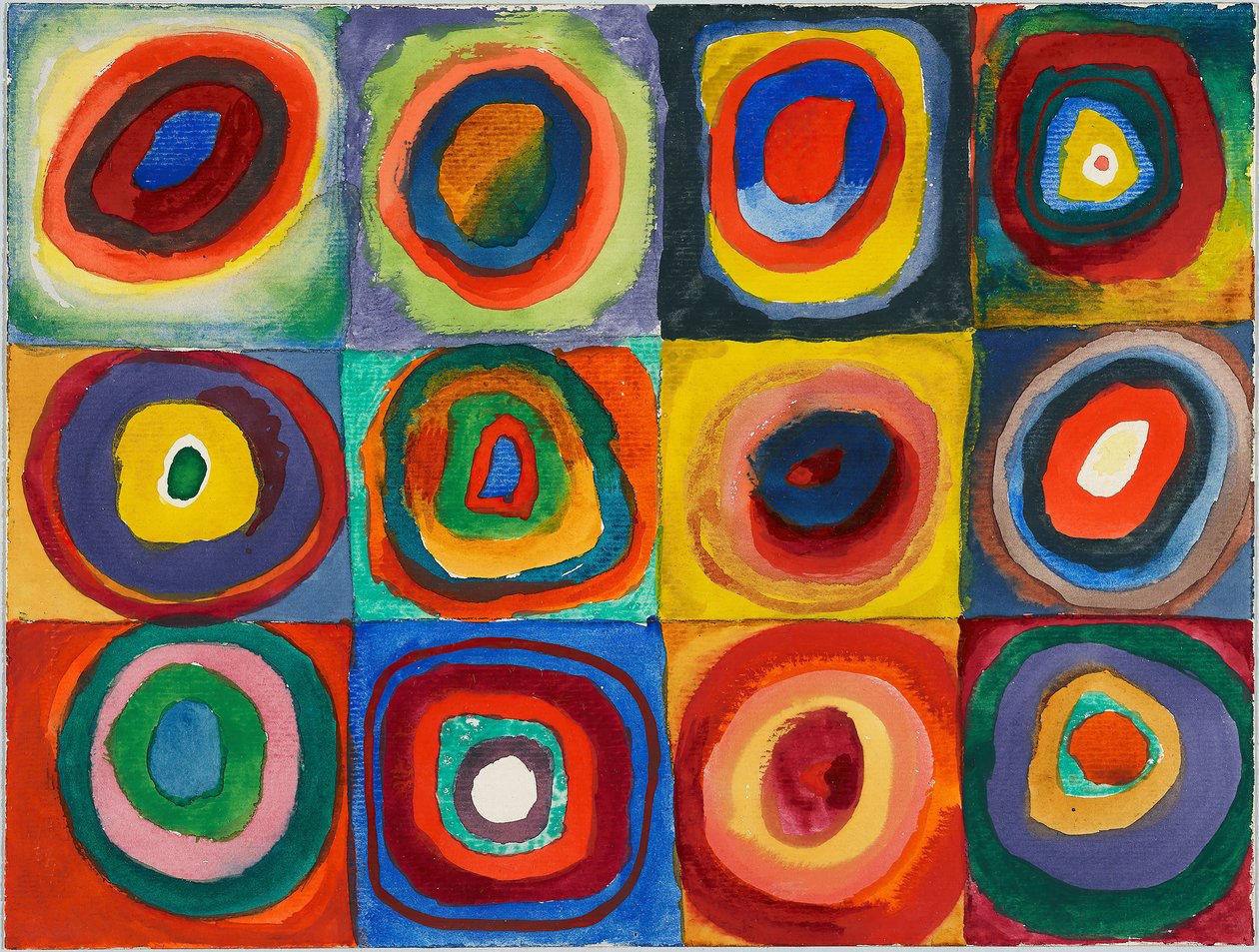 Fargestudie. Firkanter med konsentriske sirkler, 1913. av Wassily Kandinsky