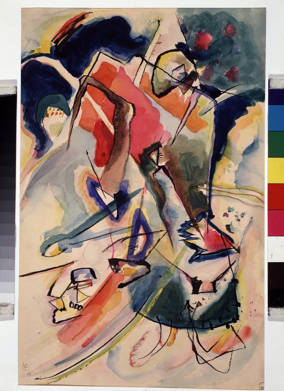 Komposisjon med en kvinneskikkelse (Komposisjon med en kvinneskikkelse). Verk av Wassily Kandinsky (eller Wassily Kandinski eller Kandinskij av Wassily Kandinsky