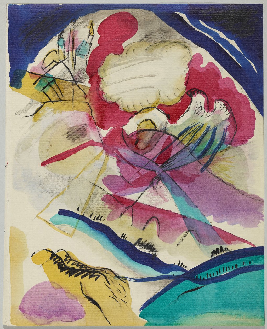 Utkast til "Bilde med hvite linjer" av Wassily Kandinsky