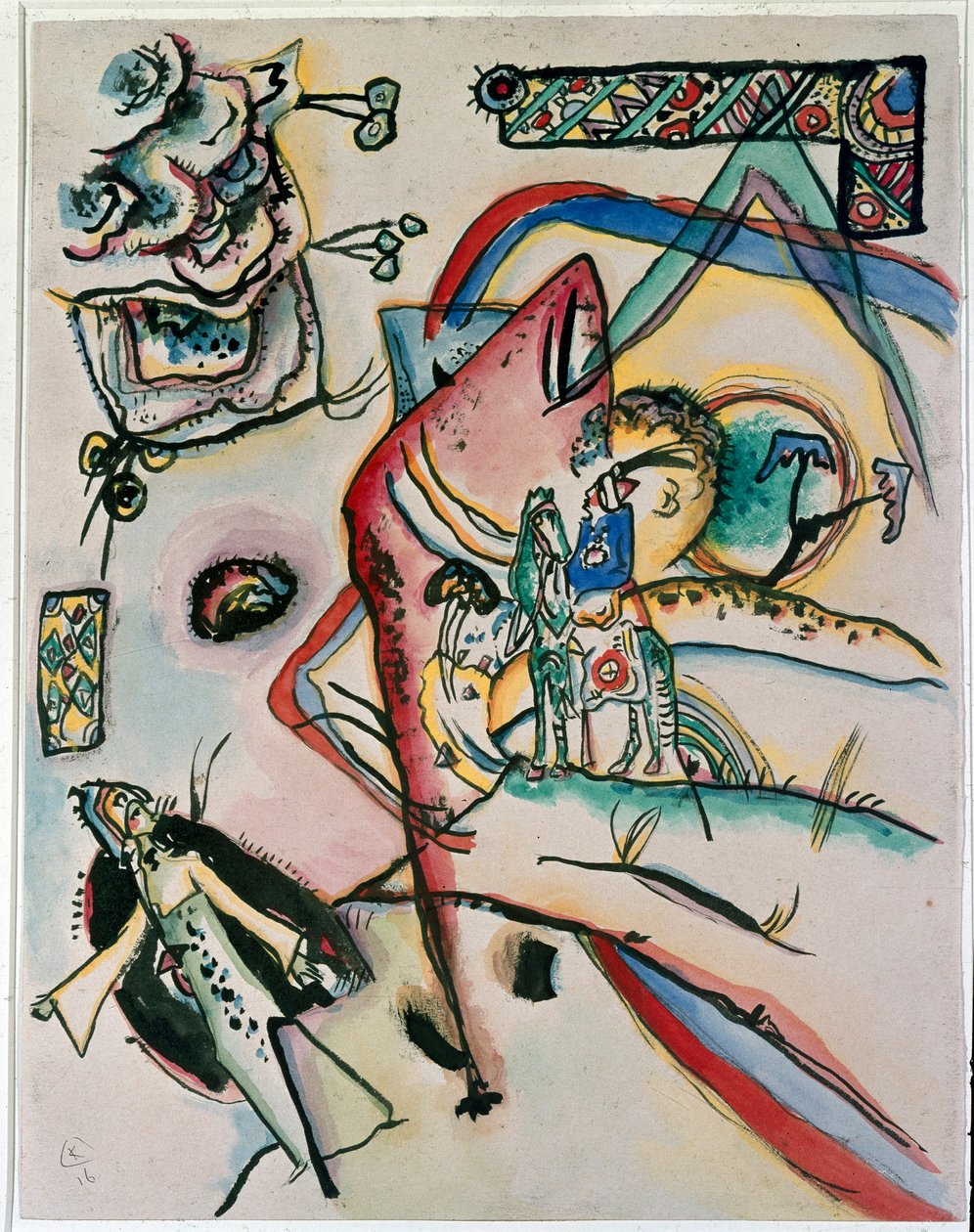 Ekspresjonisme: "" The Horseman"" Maleri av Vassily Kandinsky (eller Wassily Kandinski eller Kandinskij, 1866-1944). 1916 New York, Museum of Modern Art av Wassily Kandinsky