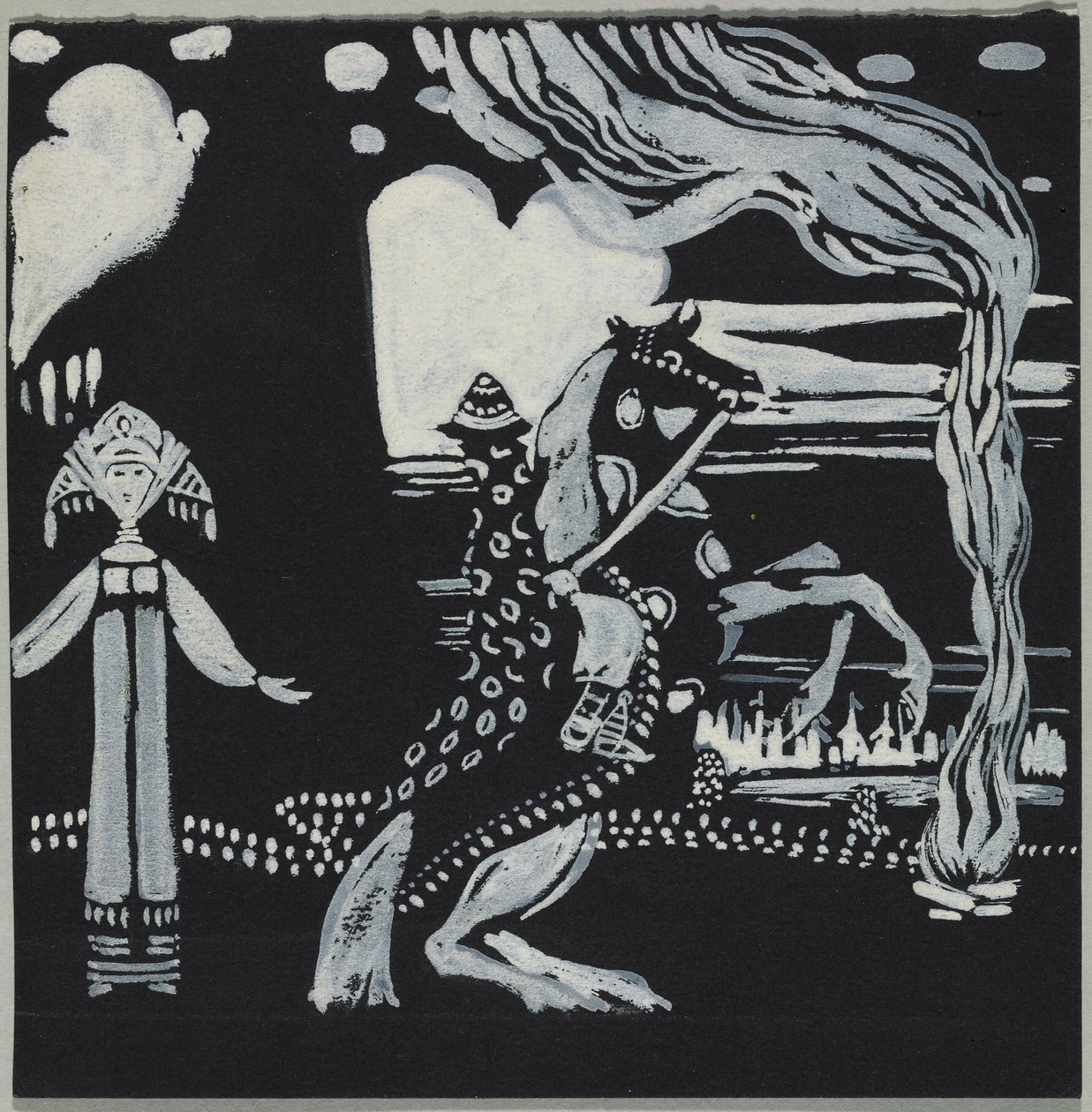 Flamme, dame og rytter i fantasidrakt av Wassily Kandinsky