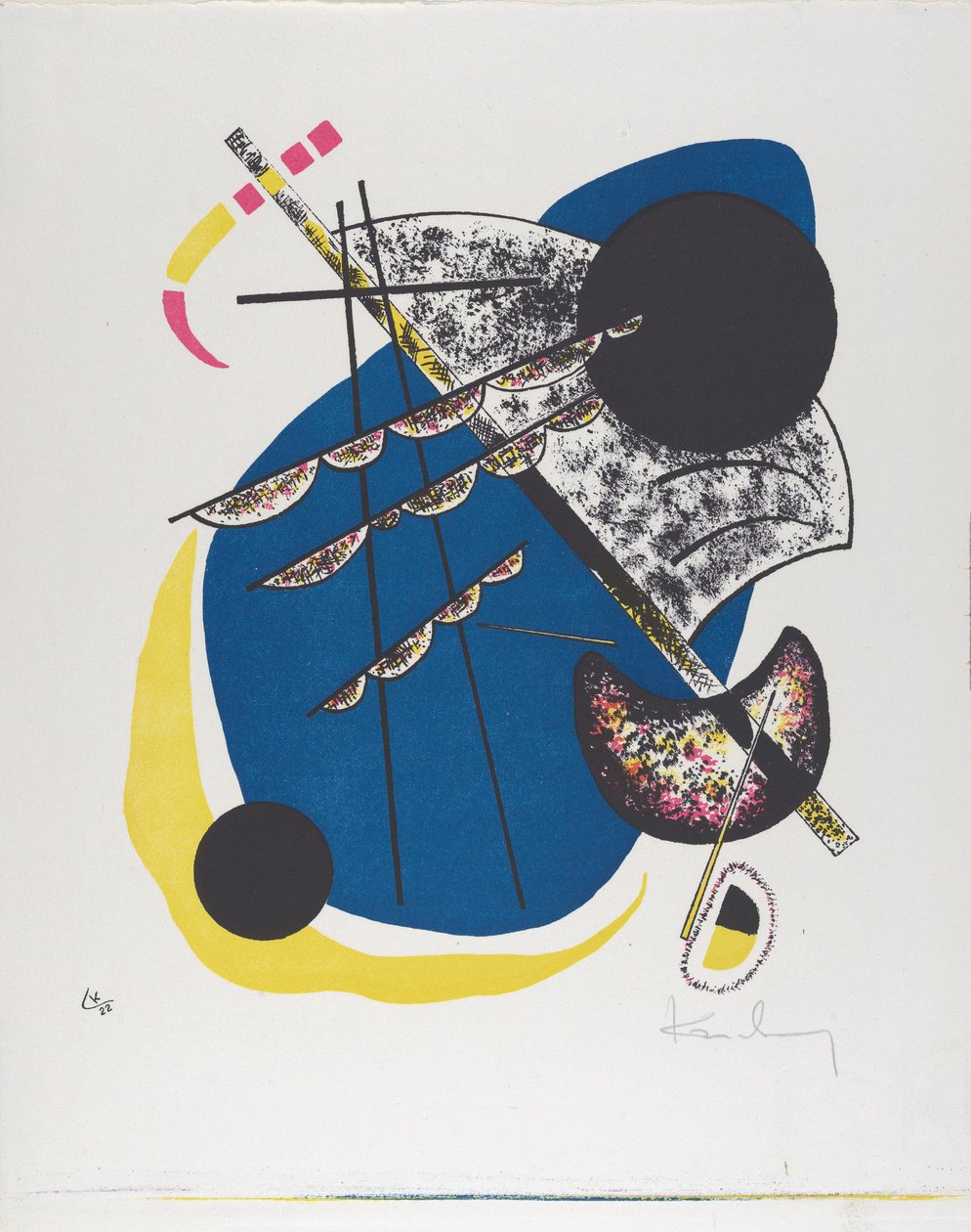 Kleine Welten II (Small Worlds II), 1922 (litografi trykt i svart, rød, blå, gul) av Wassily Kandinsky
