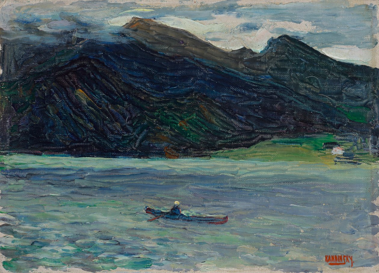 Kochelsjøen med båt av Wassily Kandinsky