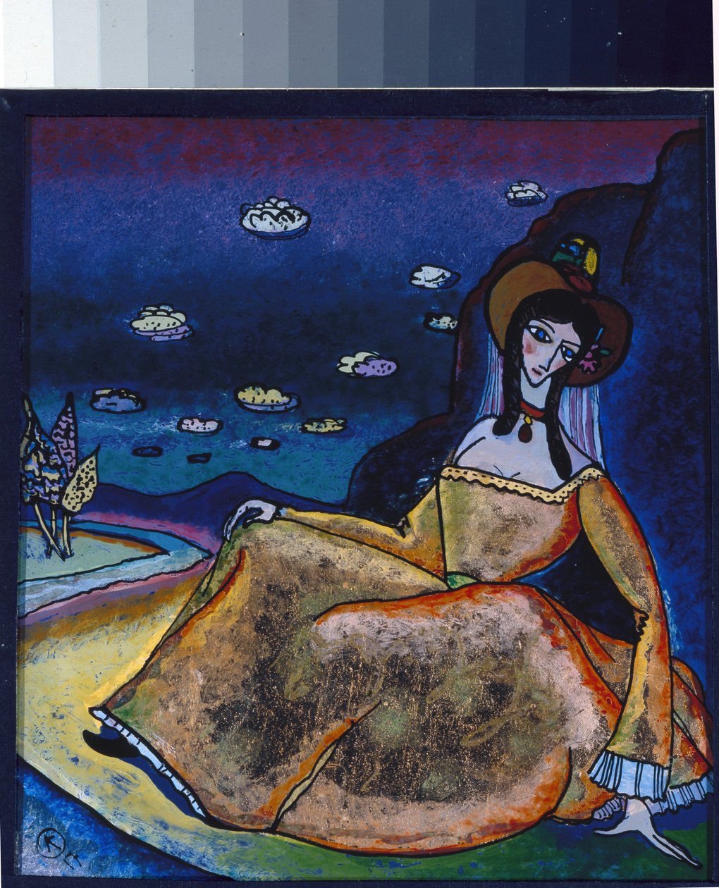 ""The Lady in Her Golden Dress"" Maleri av Vassily Kandinsky (eller Wassily Kandinski eller Kandinskij av Wassily Kandinsky