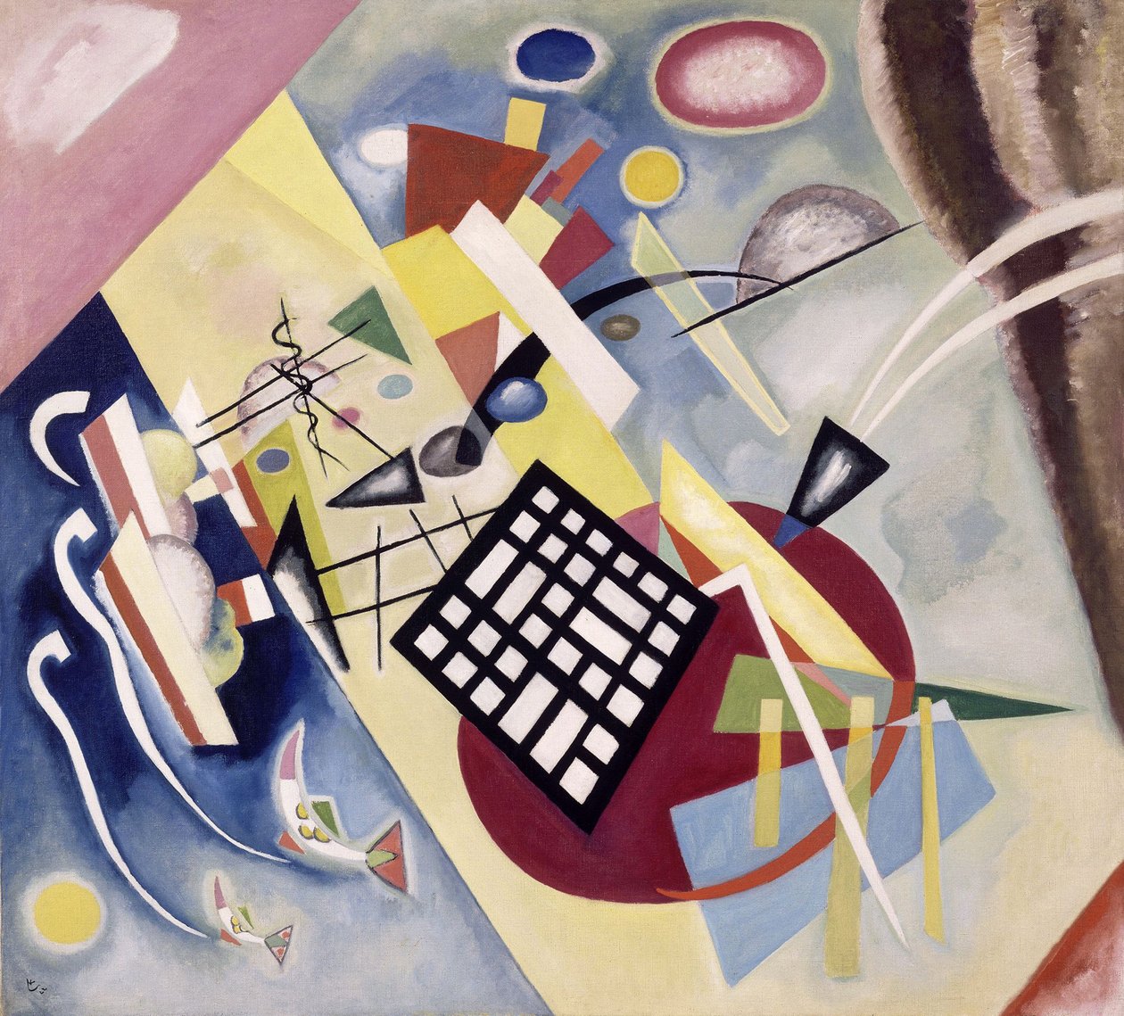 ""The Black Grid"" Maleri av Vassily Kandinsky (eller Wassily Kandinski eller Kandinskij av Wassily Kandinsky