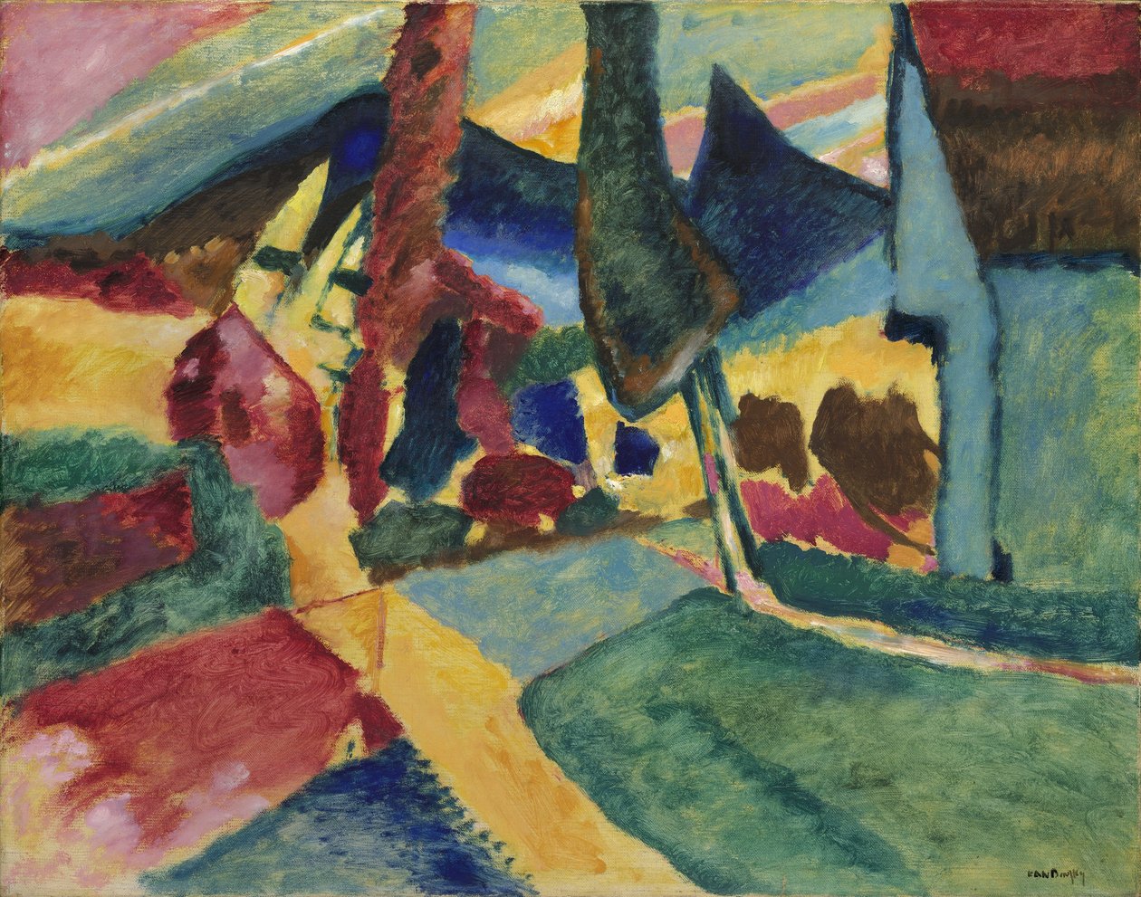 Landskap med to popler, 1912 av Wassily Kandinsky