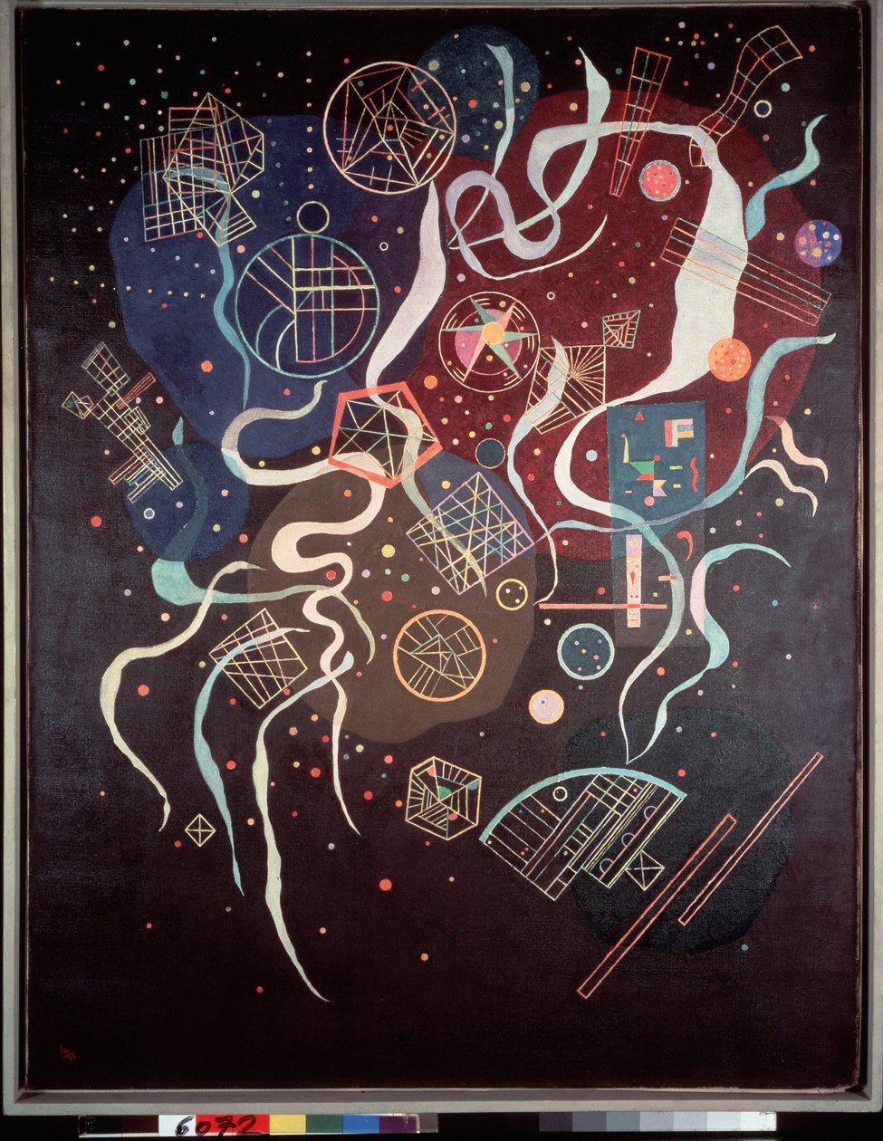 Bevegelsen. Ikke-representativ sammensetning. Maleri av Wassily Kandinsky (eller Wassily Kandinski eller Kandinskij av Wassily Kandinsky