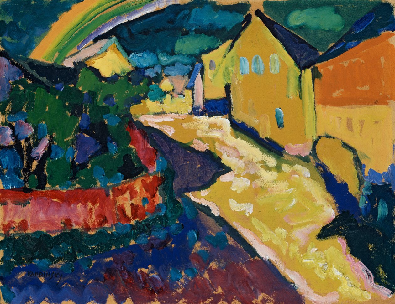 Murnau - Landskap med regnbue av Wassily Kandinsky