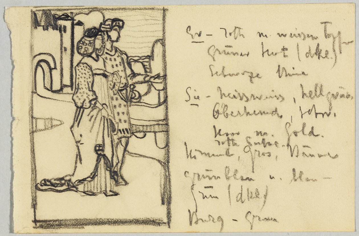 Par i middelalderdrakt foran slottet av Wassily Kandinsky