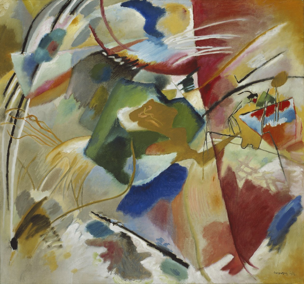 Maleri med Green Center, 1913 av Wassily Kandinsky