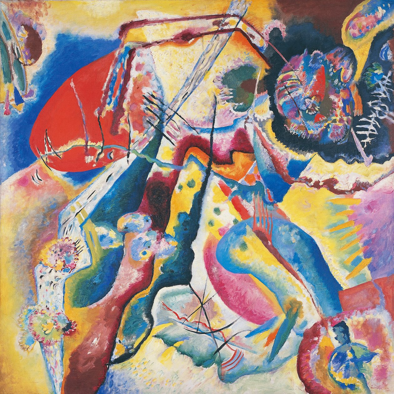 Maling med rød flekk av Wassily Kandinsky