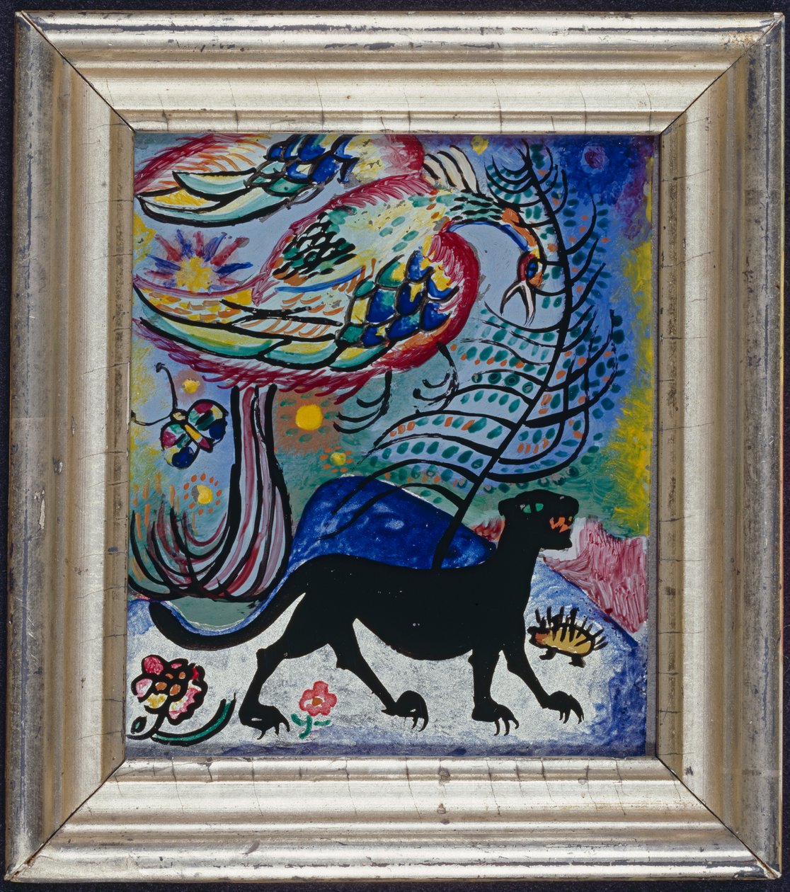 Fantasifugl og svart panter av Wassily Kandinsky