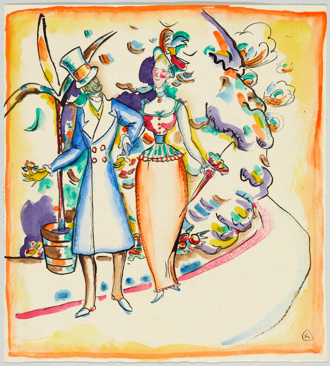 Spaserende par i hagen av Wassily Kandinsky