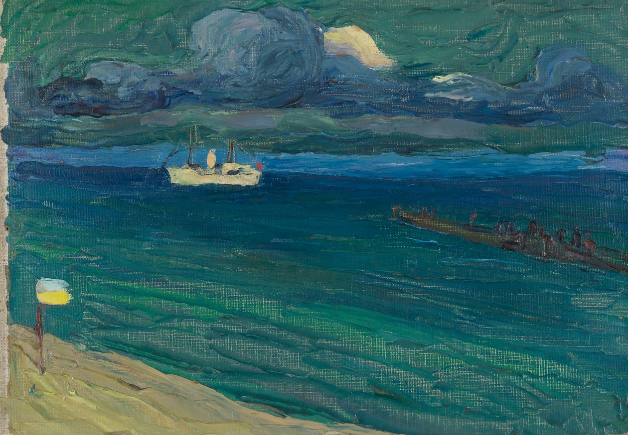 Rapallo - sjølandskap med dampskip av Wassily Kandinsky