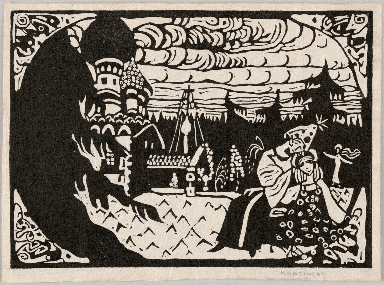 Sittende jenter, også kalt «To jenter» av Wassily Kandinsky