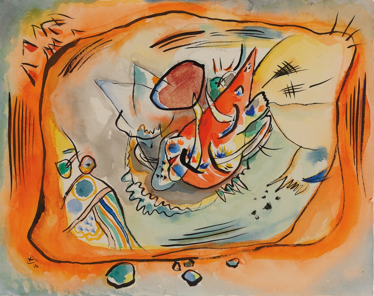 Skisse for maling med oransje kant av Wassily Kandinsky