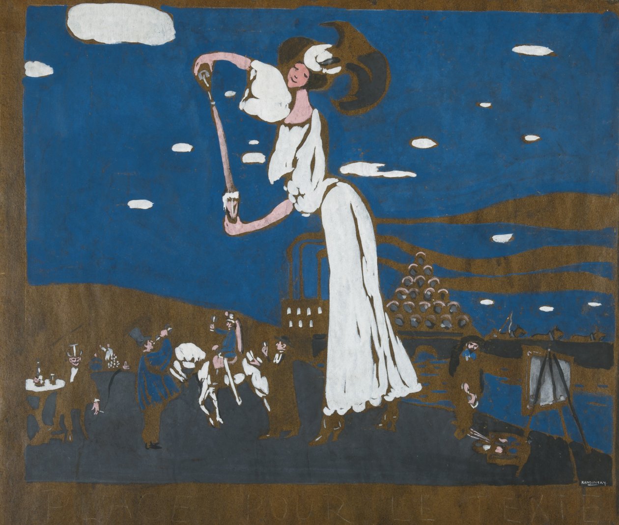 Skisse for en plakat for et fransk bryggeri, 1906-1907 av Wassily Kandinsky