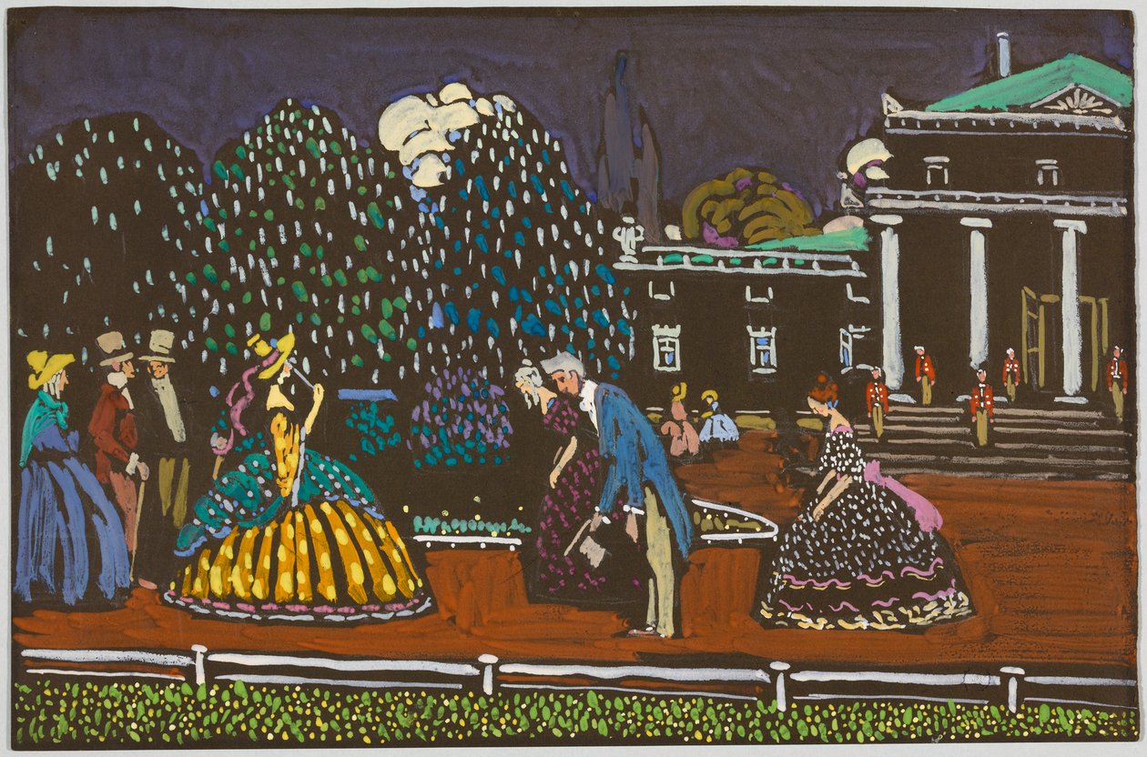 Studie til «Høyt besøk»; «Hilsen på promenaden» av Wassily Kandinsky