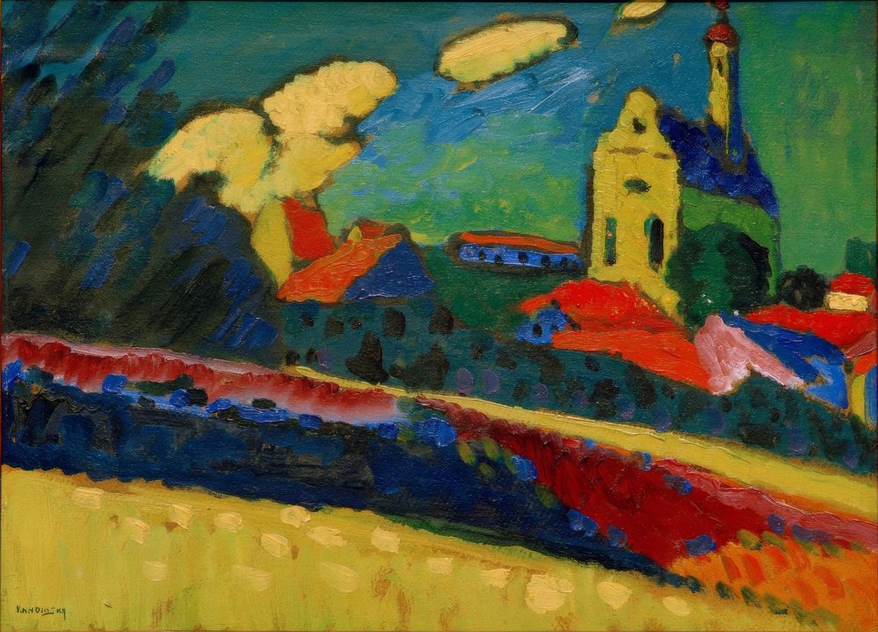 Studie av Murnau - Landskap med kirke av Wassily Kandinsky