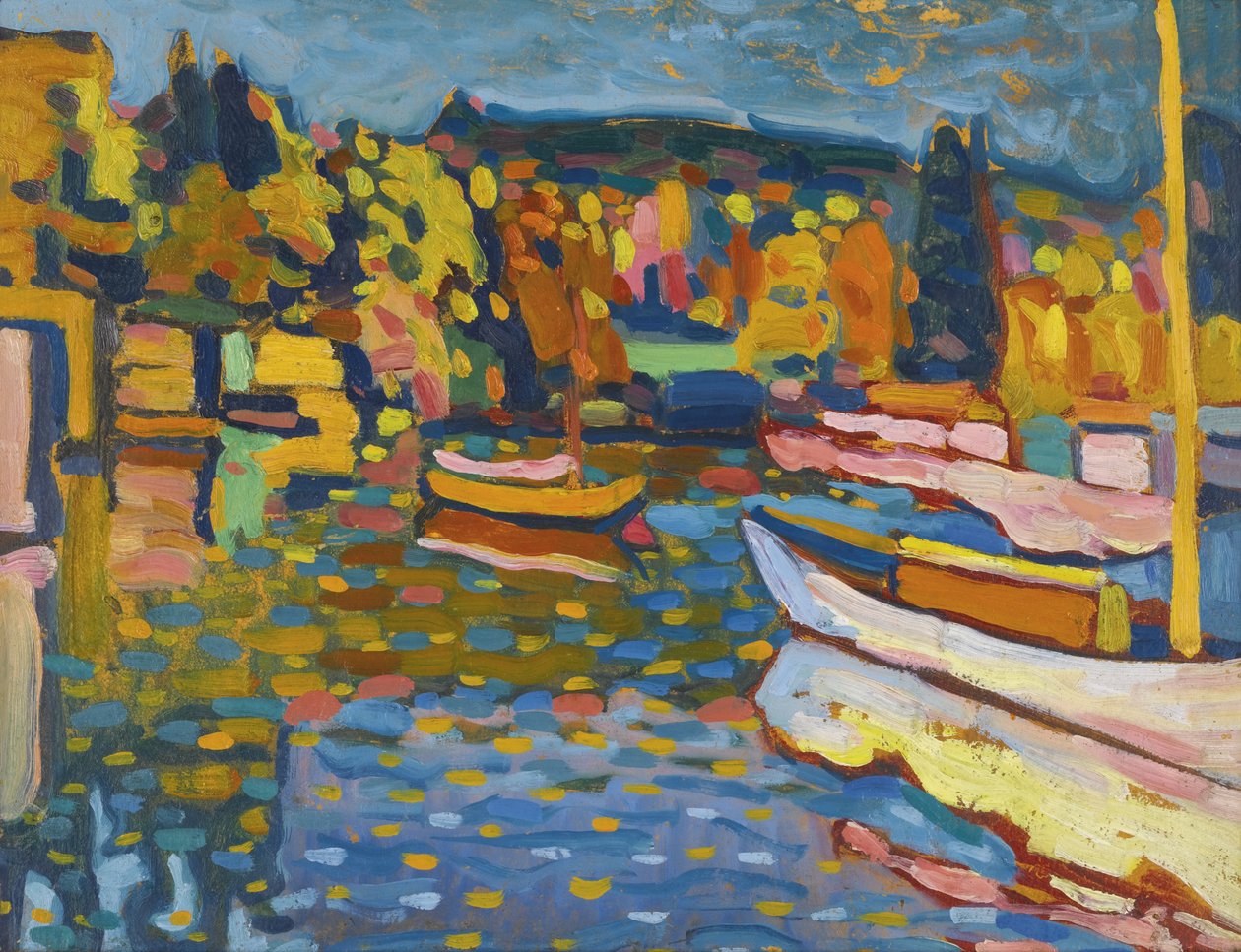 Studie for høstlandskap med båter av Wassily Kandinsky