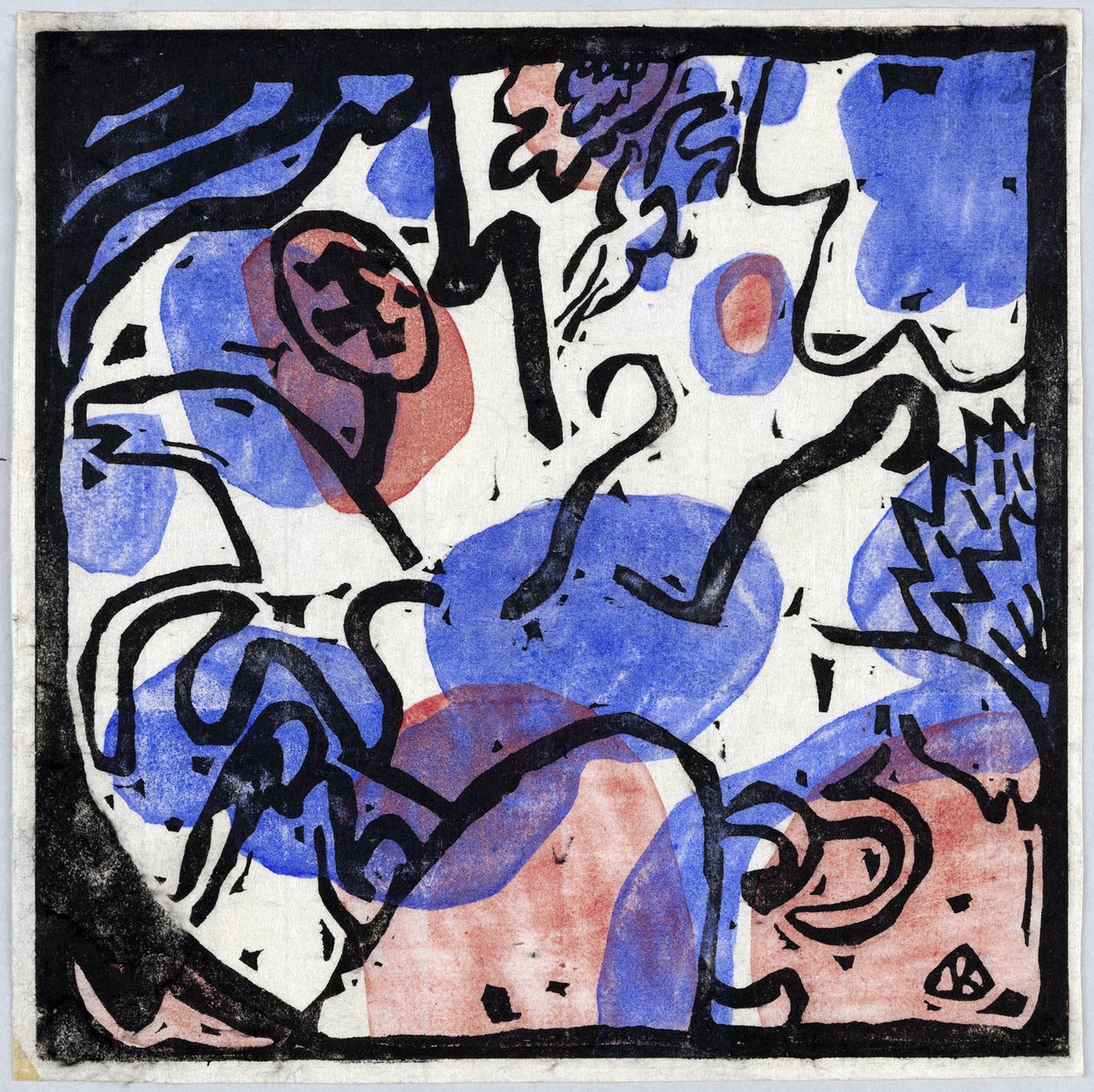 ""Tre ryttere i rødt, blått og svart"" Maleri av Wassily Kandinsky (eller Wassily Kandinski eller Kandinskij av Wassily Kandinsky