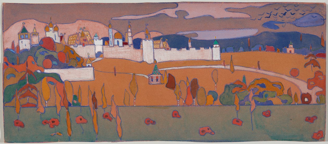 By med bymur i et høstlandskap av Wassily Kandinsky