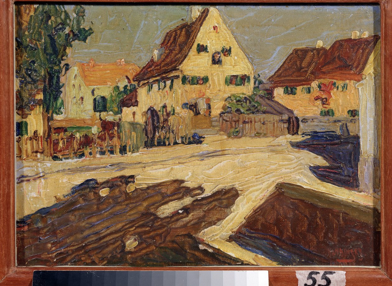 En gate i sollys. Maleri av Wassily Kandinsky (eller Wassily Kandinski eller Kandinskij av Wassily Kandinsky
