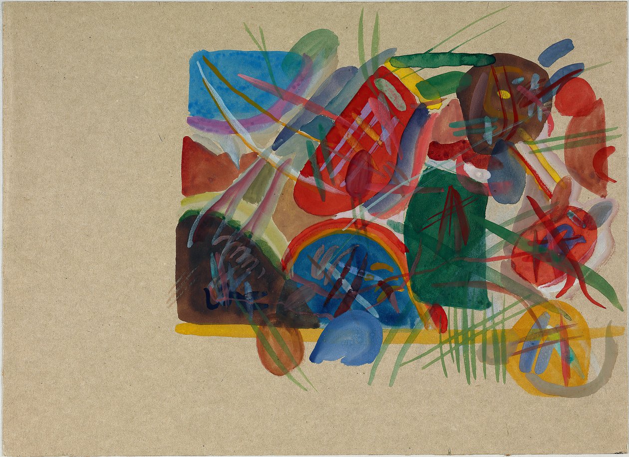 Akvarell med skog og regnbue, 1913. av Wassily Kandinsky