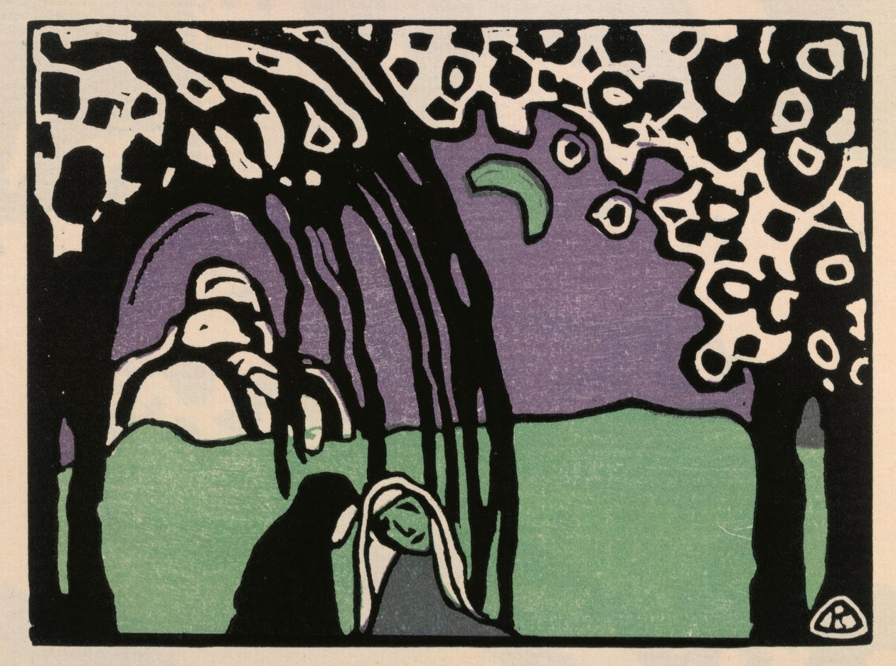 To kvinner i et månelandskap (Blad 12 fra: «Lyder») av Wassily Kandinsky
