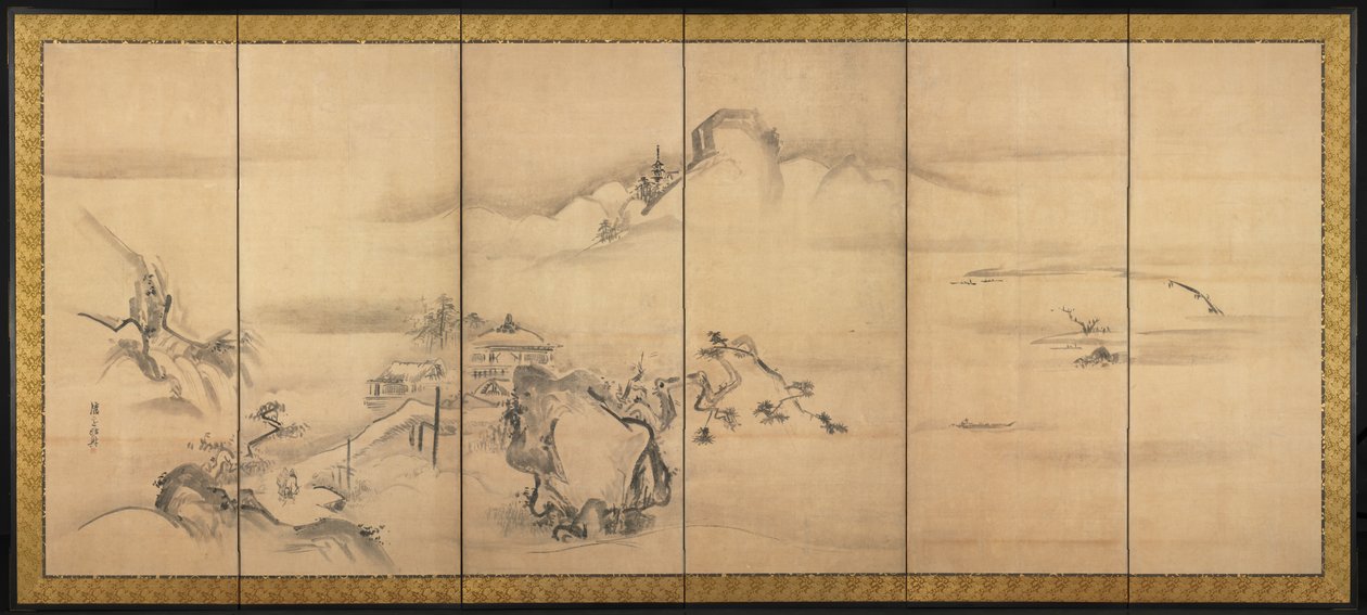 Åtte utsikt over elvene Xiao og Xiang, 1700-tallet. av Watanabe Shiko