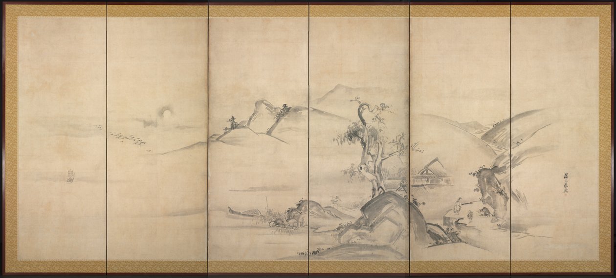 Åtte utsikt over elvene Xiao og Xiang, 1700-tallet. av Watanabe Shiko