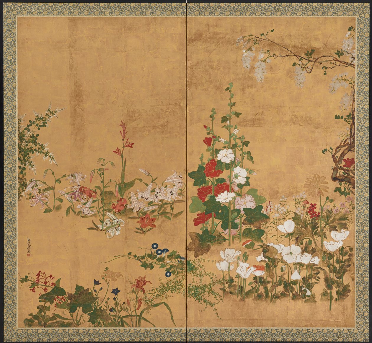 Blomster, Edo-perioden, tidlig midten av 1700-tallet. av Watanabe Shiko