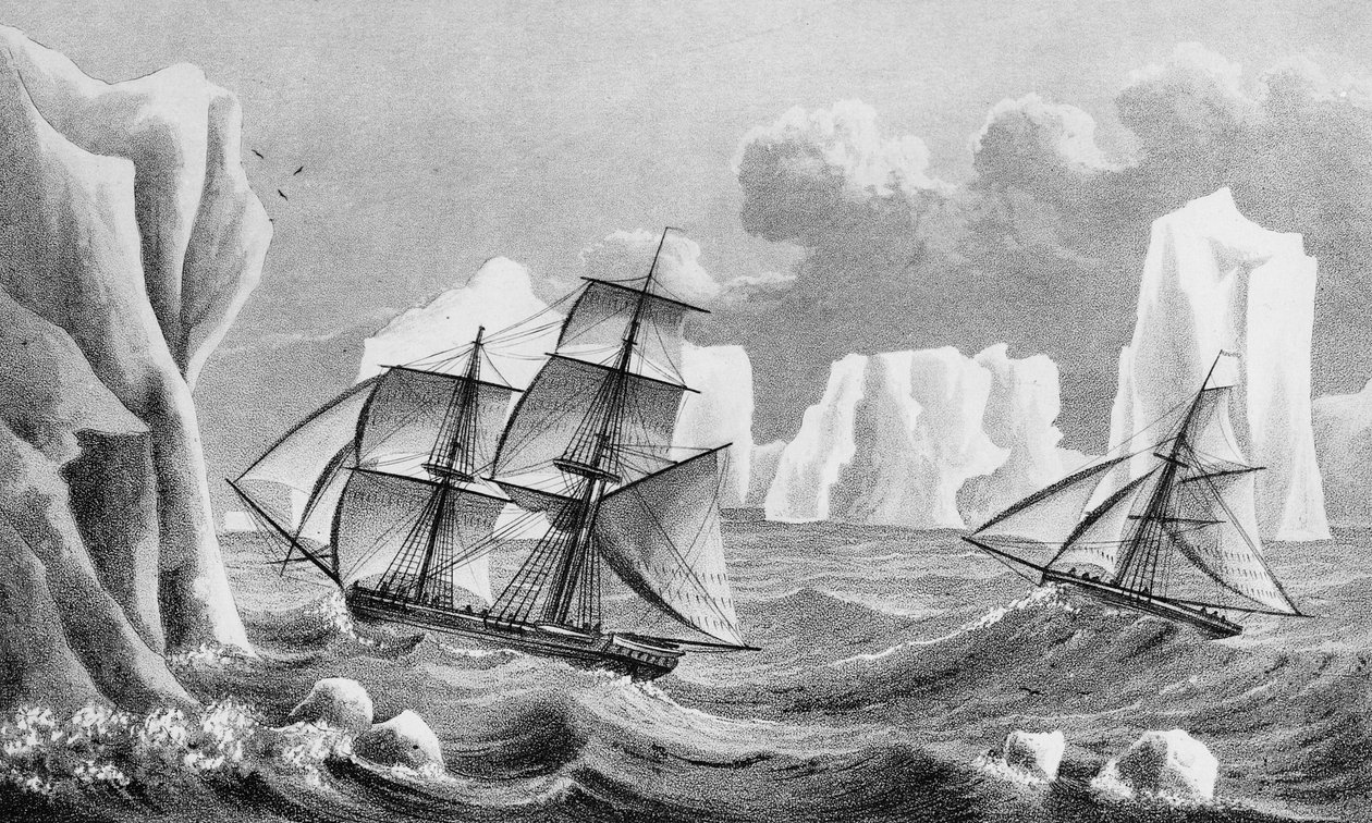 Briggen Jane og kutteren Beaufoy, 1825 av Weddell