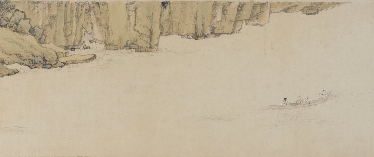 Båtliv under Red Cliff, Ming-dynastiet, 1552 (blekk og farge på papir) av Wen Zhengming