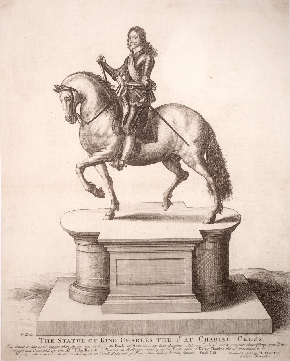 Rytterstatue av Charles I. State 6 av Wenceslaus Hollar