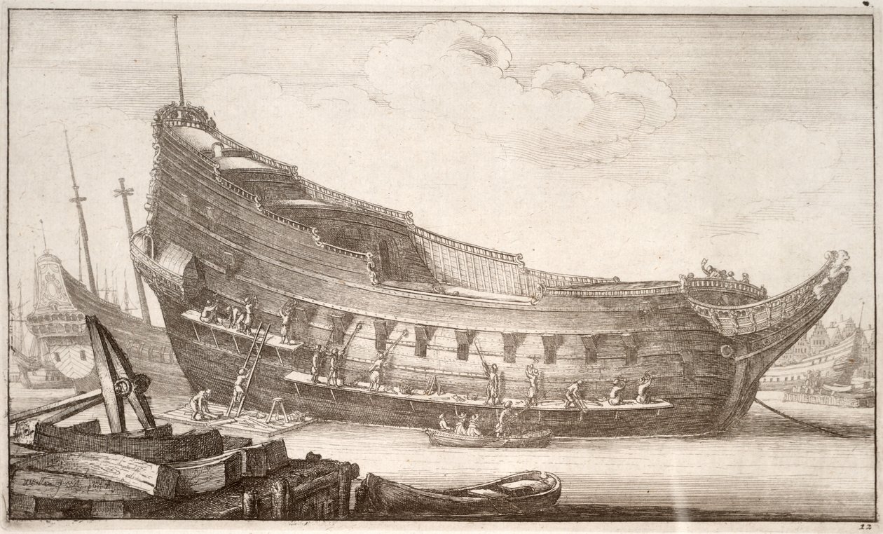 Montering av et skrog. Stat 3 av Wenceslaus Hollar